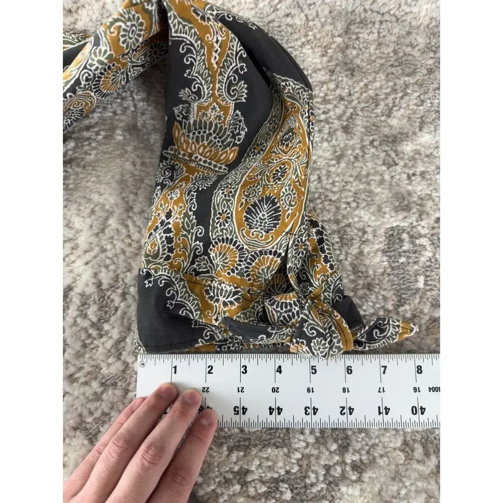 Free‎ People Sz 6 Black & Gold Paisley Print High Rise Crop Pants Boho Artsy
